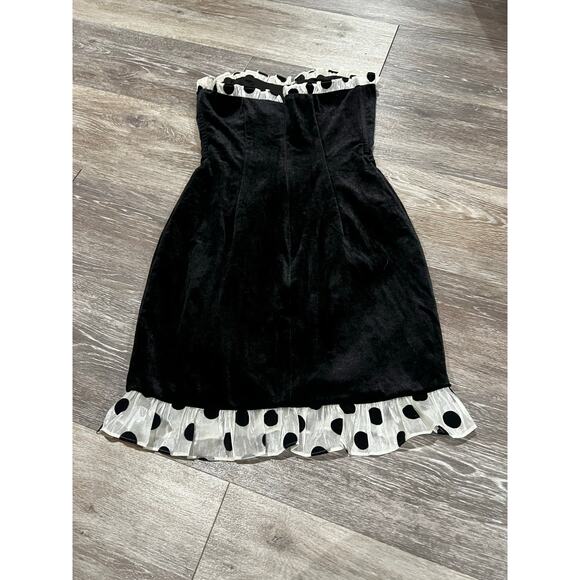 For Love & Lemons Melrose Black Velvet Polka dot Mini Dress XS - Picture 4 of 5